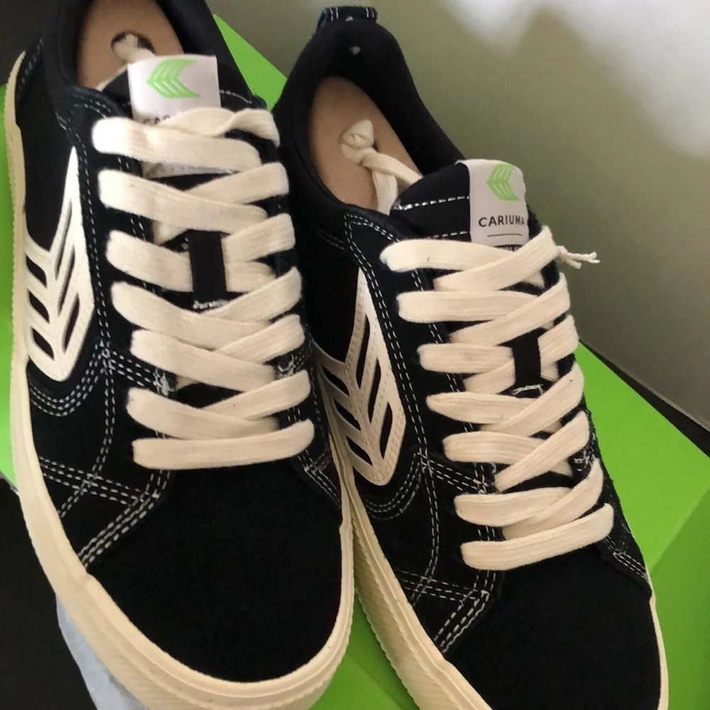 Cariuma Catiba ProBlack Suede Canvas Contrast Thread Ivory Sneaker new 8.5 men_2